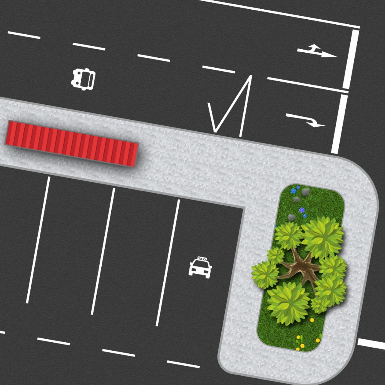 Spielteppich Emil mit Haltestelle und Parkplatz